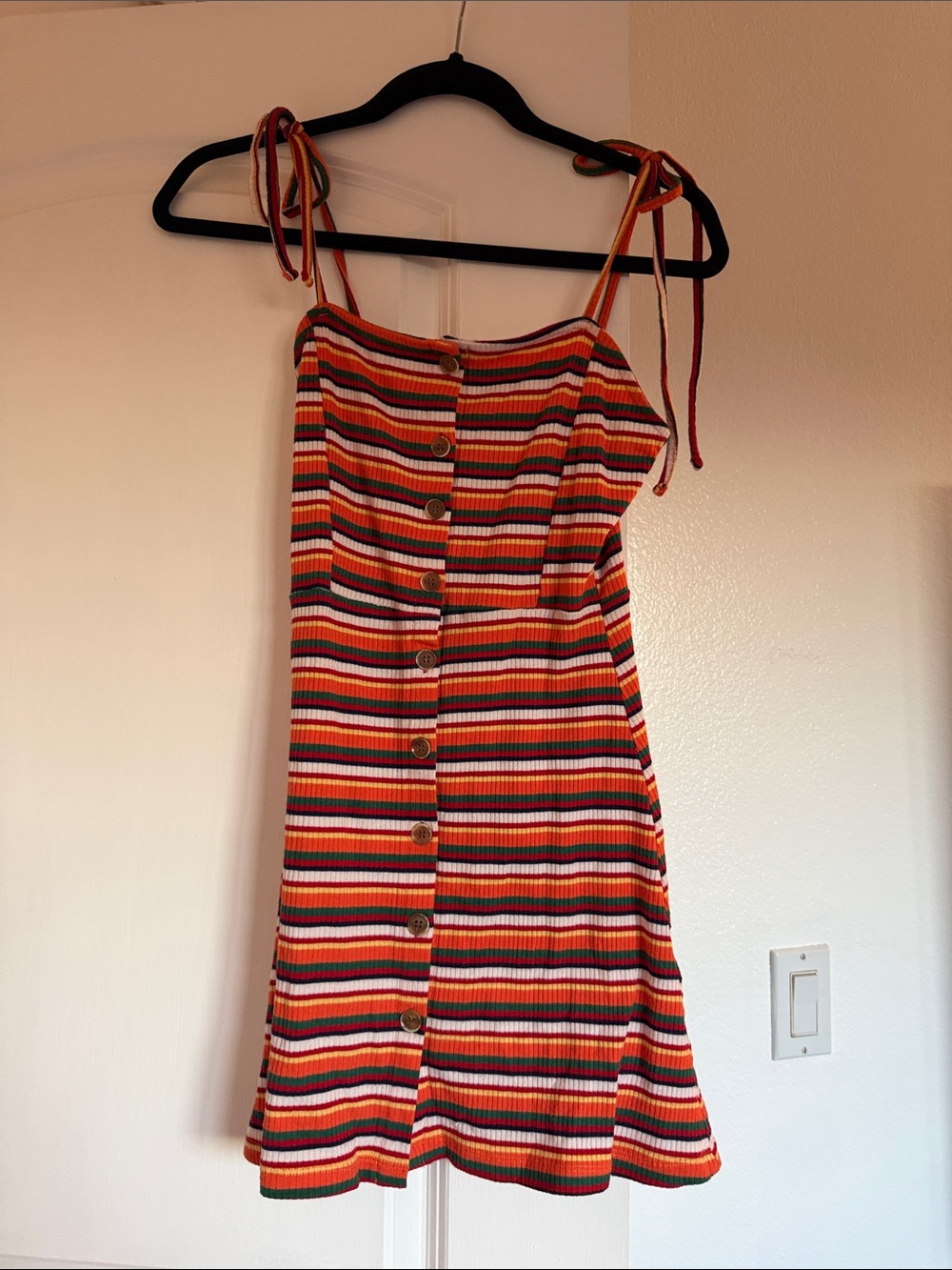 Topshop Multicolor Striped Tie-Shoulder Mini Dress